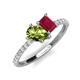 4 - Zahara 9x6 mm Pear Peridot and 7x5 mm Emerald Cut Lab Created Ruby 2 Stone Duo Ring 