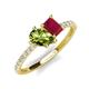 4 - Zahara 9x6 mm Pear Peridot and 7x5 mm Emerald Cut Lab Created Ruby 2 Stone Duo Ring 