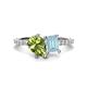 1 - Zahara 9x6 mm Pear Peridot and 7x5 mm Emerald Cut Aquamarine 2 Stone Duo Ring 