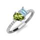 4 - Zahara 9x6 mm Pear Peridot and 7x5 mm Emerald Cut Aquamarine 2 Stone Duo Ring 