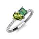 4 - Zahara 9x6 mm Pear Peridot and 7x5 mm Emerald Cut Lab Created Alexandrite 2 Stone Duo Ring 