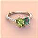 3 - Zahara 9x6 mm Pear Peridot and 7x5 mm Emerald Cut Lab Created Alexandrite 2 Stone Duo Ring 