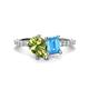 1 - Zahara 9x6 mm Pear Peridot and 7x5 mm Emerald Cut Blue Topaz 2 Stone Duo Ring 