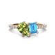 1 - Zahara 9x6 mm Pear Peridot and 7x5 mm Emerald Cut Blue Topaz 2 Stone Duo Ring 