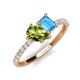 4 - Zahara 9x6 mm Pear Peridot and 7x5 mm Emerald Cut Blue Topaz 2 Stone Duo Ring 
