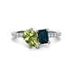 1 - Zahara 9x6 mm Pear Peridot and 7x5 mm Emerald Cut London Blue Topaz 2 Stone Duo Ring 
