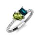 4 - Zahara 9x6 mm Pear Peridot and 7x5 mm Emerald Cut London Blue Topaz 2 Stone Duo Ring 