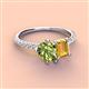 3 - Zahara 9x6 mm Pear Peridot and 7x5 mm Emerald Cut Citrine 2 Stone Duo Ring 