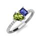 4 - Zahara 9x6 mm Pear Peridot and 7x5 mm Emerald Cut Iolite 2 Stone Duo Ring 