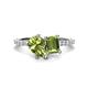 1 - Zahara 9x6 mm Pear and 7x5 mm Emerald Cut Peridot 2 Stone Duo Ring 