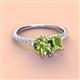 3 - Zahara 9x6 mm Pear and 7x5 mm Emerald Cut Peridot 2 Stone Duo Ring 