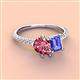 3 - Zahara 9x6 mm Pear Pink Tourmaline and 7x5 mm Emerald Cut Tanzanite 2 Stone Duo Ring 