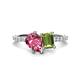 1 - Zahara 9x6 mm Pear Pink Tourmaline and 7x5 mm Emerald Cut Peridot 2 Stone Duo Ring 