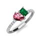 4 - Zahara 9x6 mm Pear Pink Tourmaline and 7x5 mm Emerald Cut Lab Created Emerald 2 Stone Duo Ring 