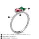 5 - Zahara 9x6 mm Pear Pink Tourmaline and 7x5 mm Emerald Cut Lab Created Emerald 2 Stone Duo Ring 