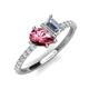 4 - Zahara 9x6 mm Pear Pink Tourmaline and GIA Certified 7x5 mm Emerald Cut Diamond 2 Stone Duo Ring 