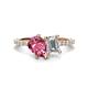 1 - Zahara 9x6 mm Pear Pink Tourmaline and 7x5 mm Emerald Cut Forever One Moissanite 2 Stone Duo Ring 