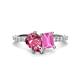 1 - Zahara 9x6 mm Pear Pink Tourmaline and 7x5 mm Emerald Cut Lab Created Pink Sapphire 2 Stone Duo Ring 