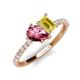 4 - Zahara 9x6 mm Pear Pink Tourmaline and 7x5 mm Emerald Cut Lab Created Yellow Sapphire 2 Stone Duo Ring 