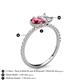 5 - Zahara 9x6 mm Pear Pink Tourmaline and 7x5 mm Emerald Cut White Sapphire 2 Stone Duo Ring 