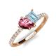 4 - Zahara 9x6 mm Pear Pink Tourmaline and 7x5 mm Emerald Cut Aquamarine 2 Stone Duo Ring 