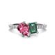 1 - Zahara 9x6 mm Pear Pink Tourmaline and 7x5 mm Emerald Cut Lab Created Alexandrite 2 Stone Duo Ring 