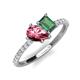 4 - Zahara 9x6 mm Pear Pink Tourmaline and 7x5 mm Emerald Cut Lab Created Alexandrite 2 Stone Duo Ring 