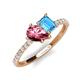 4 - Zahara 9x6 mm Pear Pink Tourmaline and 7x5 mm Emerald Cut Blue Topaz 2 Stone Duo Ring 