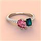 3 - Zahara 9x6 mm Pear Pink Tourmaline and 7x5 mm Emerald Cut London Blue Topaz 2 Stone Duo Ring 