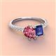 3 - Zahara 9x6 mm Pear Pink Tourmaline and 7x5 mm Emerald Cut Iolite 2 Stone Duo Ring 