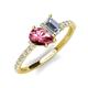 4 - Zahara 9x6 mm Pear Pink Tourmaline and GIA Certified 7x5 mm Emerald Cut Diamond 2 Stone Duo Ring 