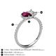 5 - Zahara 9x6 mm Pear Rhodolite Garnet and 7x5 mm Emerald Cut Forever One Moissanite 2 Stone Duo Ring 