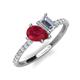 4 - Zahara 9x7 mm Pear Ruby and 7x5 mm GIA Certified Emerald Cut Diamond 2 Stone Duo Ring 