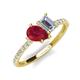 4 - Zahara 9x7 mm Pear Ruby and 7x5 mm GIA Certified Emerald Cut Diamond 2 Stone Duo Ring 