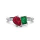 1 - Zahara 9x7 mm Pear Ruby and 7x5 mm Emerald Cut Lab Created Emerald 2 Stone Duo Ring 