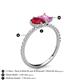 5 - Zahara 9x7 mm Pear Ruby and 7x5 mm Emerald Cut Lab Created Pink Sapphire 2 Stone Duo Ring 