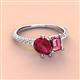 3 - Zahara 9x7 mm Pear Ruby and 7x5 mm Emerald Cut Pink Tourmaline 2 Stone Duo Ring 