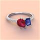 3 - Zahara 9x7 mm Pear Ruby and 7x5 mm Emerald Cut Iolite 2 Stone Duo Ring 