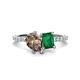 1 - Zahara 9x6 mm Pear Smoky Quartz and 7x5 mm Emerald Cut Lab Created Emerald 2 Stone Duo Ring 