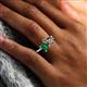 2 - Zahara 9x6 mm Pear Smoky Quartz and 7x5 mm Emerald Cut Lab Created Emerald 2 Stone Duo Ring 