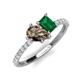 4 - Zahara 9x6 mm Pear Smoky Quartz and 7x5 mm Emerald Cut Lab Created Emerald 2 Stone Duo Ring 