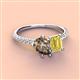 3 - Zahara 9x6 mm Pear Smoky Quartz and 7x5 mm Emerald Cut Lab Created Yellow Sapphire 2 Stone Duo Ring 