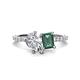 1 - Zahara GIA Certified 9x6 mm Pear Diamond and 7x5 mm Emerald Cut Lab Created Alexandrite 2 Stone Duo Ring 