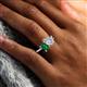 2 - Zahara GIA Certified 9x6 mm Pear Diamond and 7x5 mm Emerald Cut Lab Created Emerald 2 Stone Duo Ring 