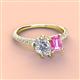 3 - Zahara GIA Certified 9x6 mm Pear Diamond and 7x5 mm Emerald Cut Lab Created Pink Sapphire 2 Stone Duo Ring 
