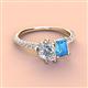 3 - Zahara GIA Certified 9x6 mm Pear Diamond and 7x5 mm Emerald Cut Blue Topaz 2 Stone Duo Ring 