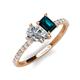 4 - Zahara GIA Certified 9x6 mm Pear Diamond and 7x5 mm Emerald Cut London Blue Topaz 2 Stone Duo Ring 