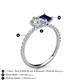 5 - Zahara GIA Certified 9x6 mm Pear Diamond and 7x5 mm Emerald Cut Lab Created Blue Sapphire 2 Stone Duo Ring 