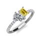 4 - Zahara GIA Certified 9x6 mm Pear Diamond and 7x5 mm Emerald Cut Lab Created Yellow Sapphire 2 Stone Duo Ring 