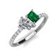 4 - Zahara IGI Certified 9x6 mm Pear Lab Grown Diamond and 7x5 mm Emerald Cut Lab Created Emerald 2 Stone Duo Ring 